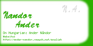 nandor ander business card
